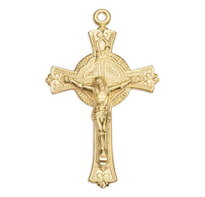 Fine Detailed Crucifix Necklace, Gold Over Sterling Silver