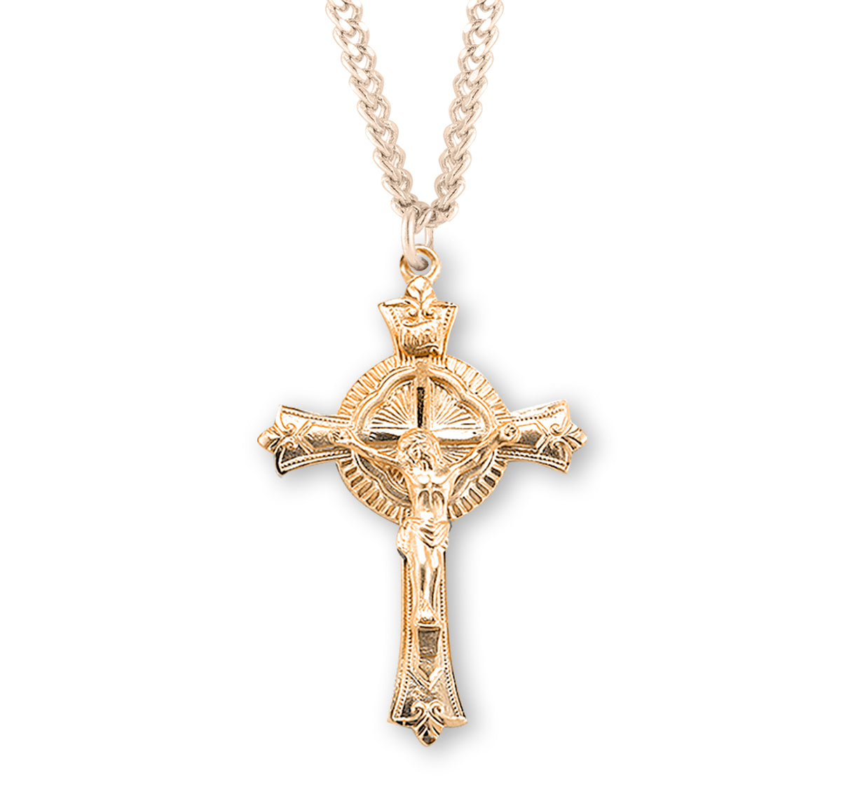 Fine Detailed Crucifix Necklace, Gold Over Sterling Silver