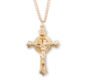 Fine Detailed Crucifix Necklace, Gold Over Sterling Silver
