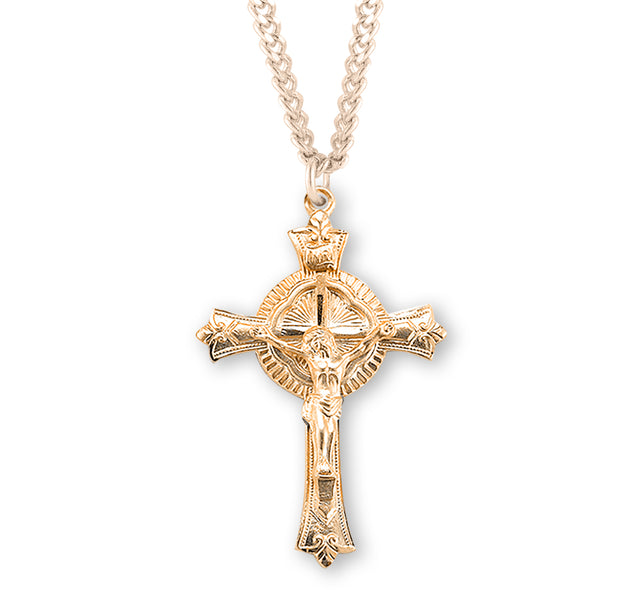 Fine Detailed Crucifix Necklace, Gold Over Sterling Silver