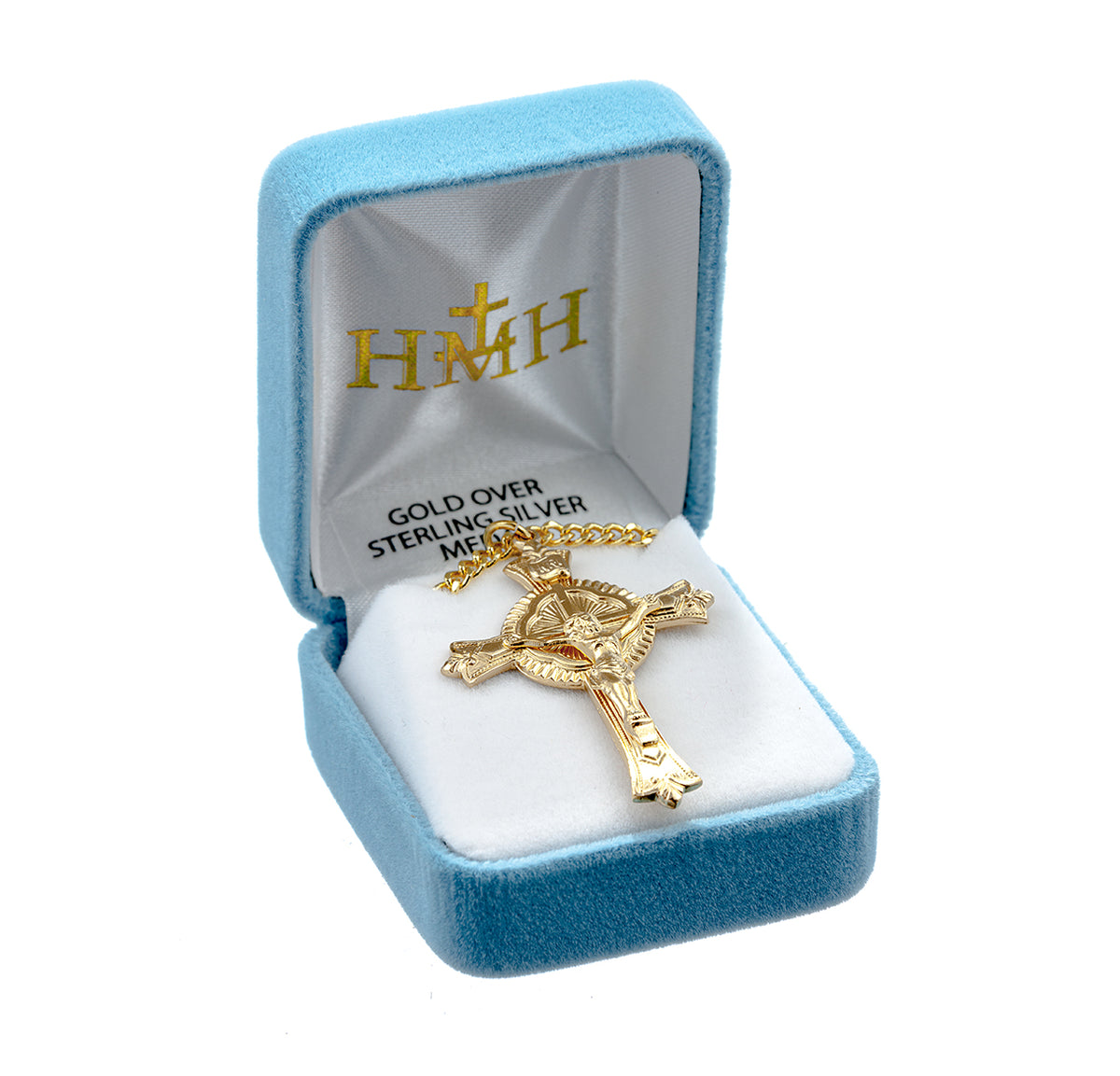 Fine Detailed Crucifix Necklace, Gold Over Sterling Silver