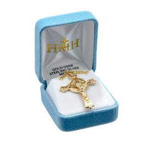 Fine Detailed Crucifix Necklace, Gold Over Sterling Silver