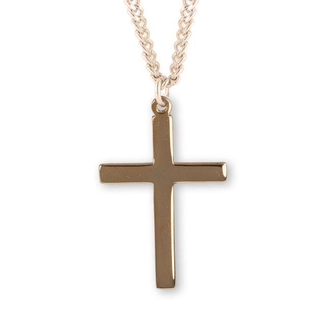Plain Cross Necklace, Gold Over Sterling Silver