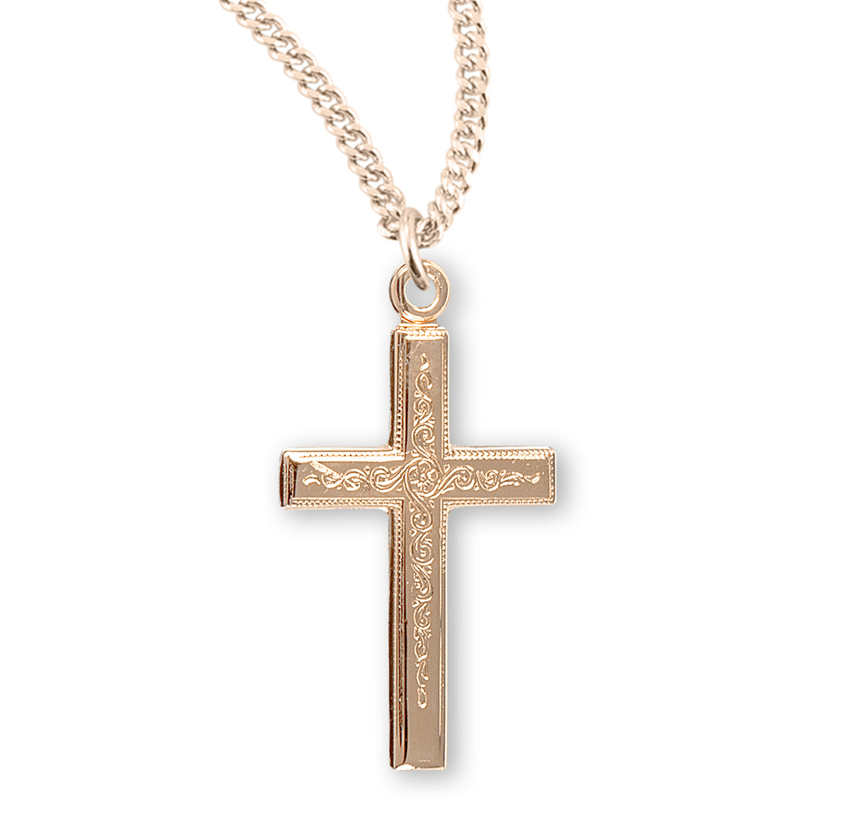 Vine Cross Necklace, Gold Over Sterling Silver