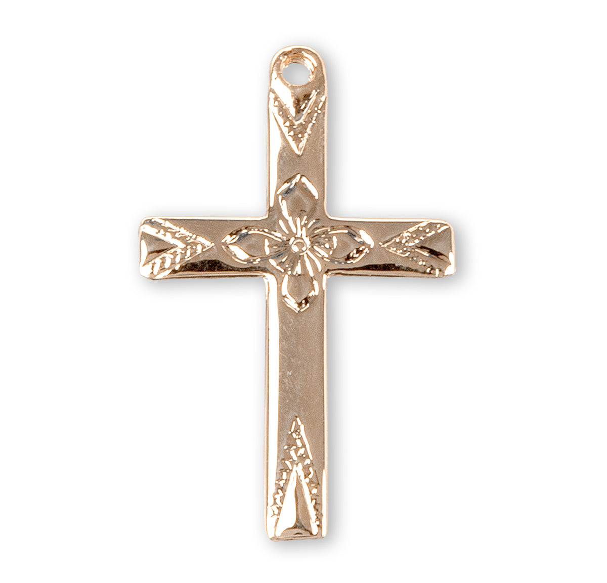 Floral Cross Necklace, Gold Over Sterling Silver