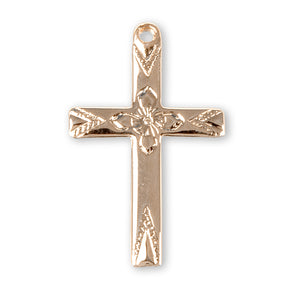 Floral Cross Necklace, Gold Over Sterling Silver