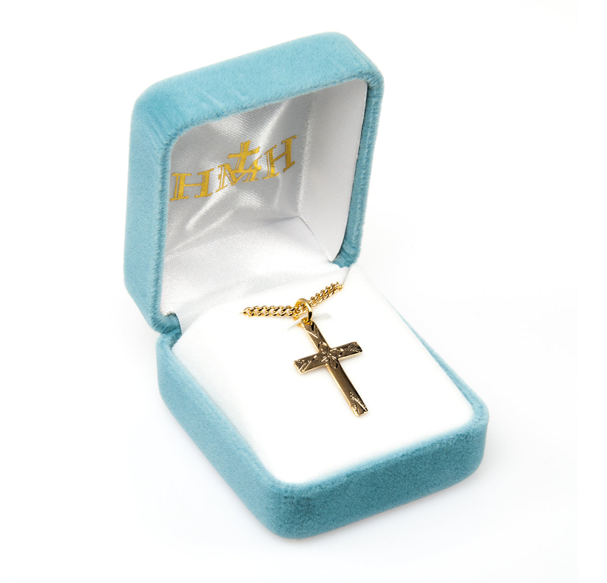 Floral Cross Necklace, Gold Over Sterling Silver