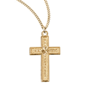Medium Simple Cross Necklace, Gold Over Sterling Silver