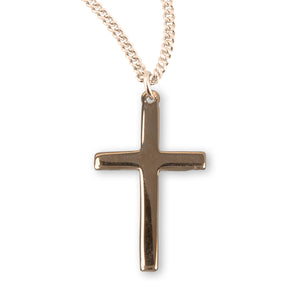 Flat High Polish Cross Necklace, Gold Over Sterling Silver