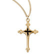 Cross Necklace with Blue Enameled Center, Gold Over Sterling Silver