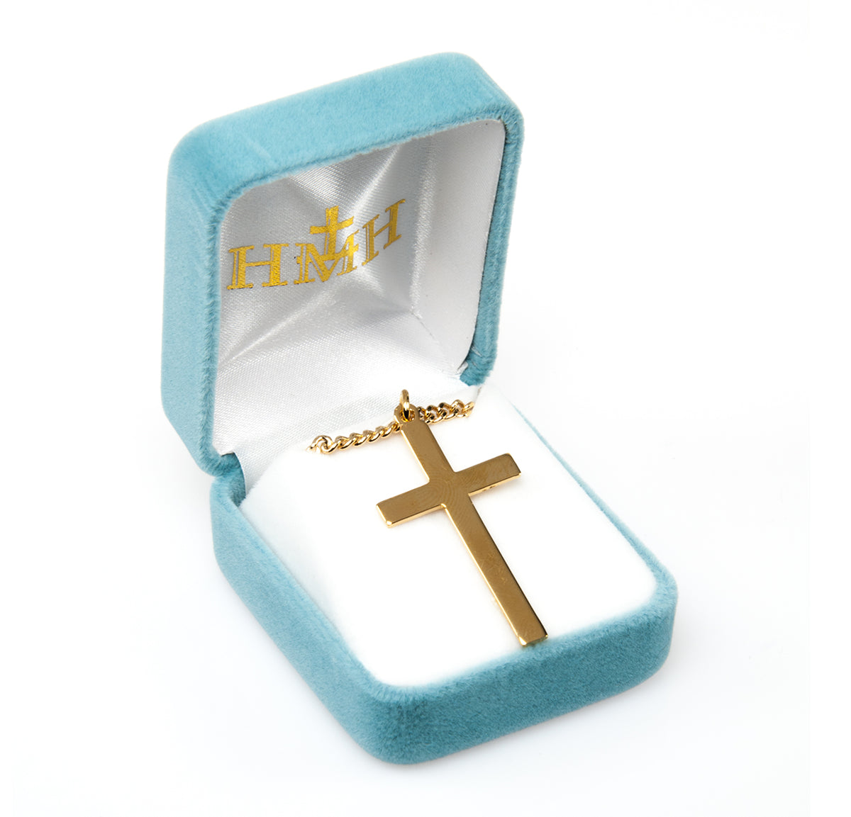 Extra Large High Polish Cross Necklace, Gold Over Sterling Silver
