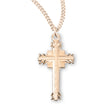 Flare Tip Cross Necklace with Scrolled Center, Gold Over Sterling Silver