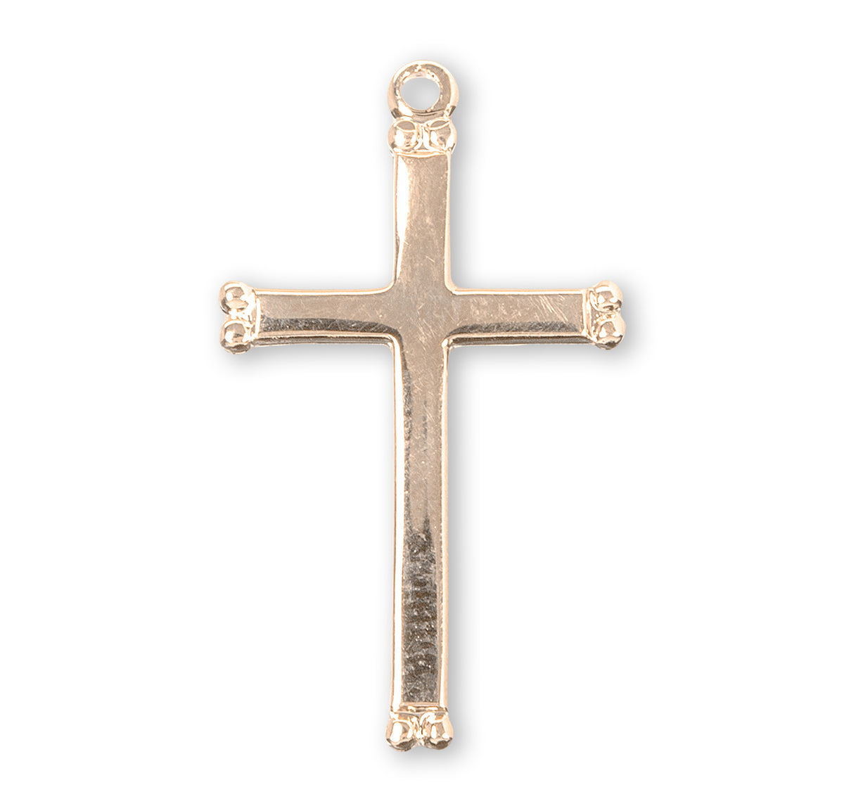 Beaded End Cross Necklace, Gold Over Sterling Silver