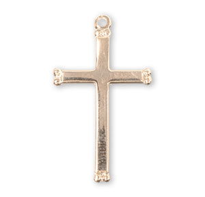 Beaded End Cross Necklace, Gold Over Sterling Silver
