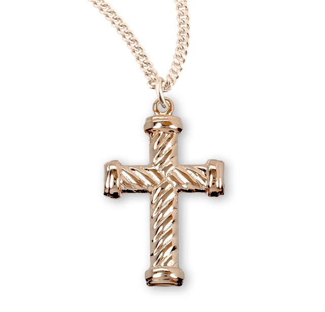 Twist Cross Necklace, Gold Over Sterling Silver