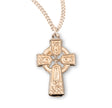 Lightweight Small Irish Celtic Cross Necklace, Gold Over Sterling Silver