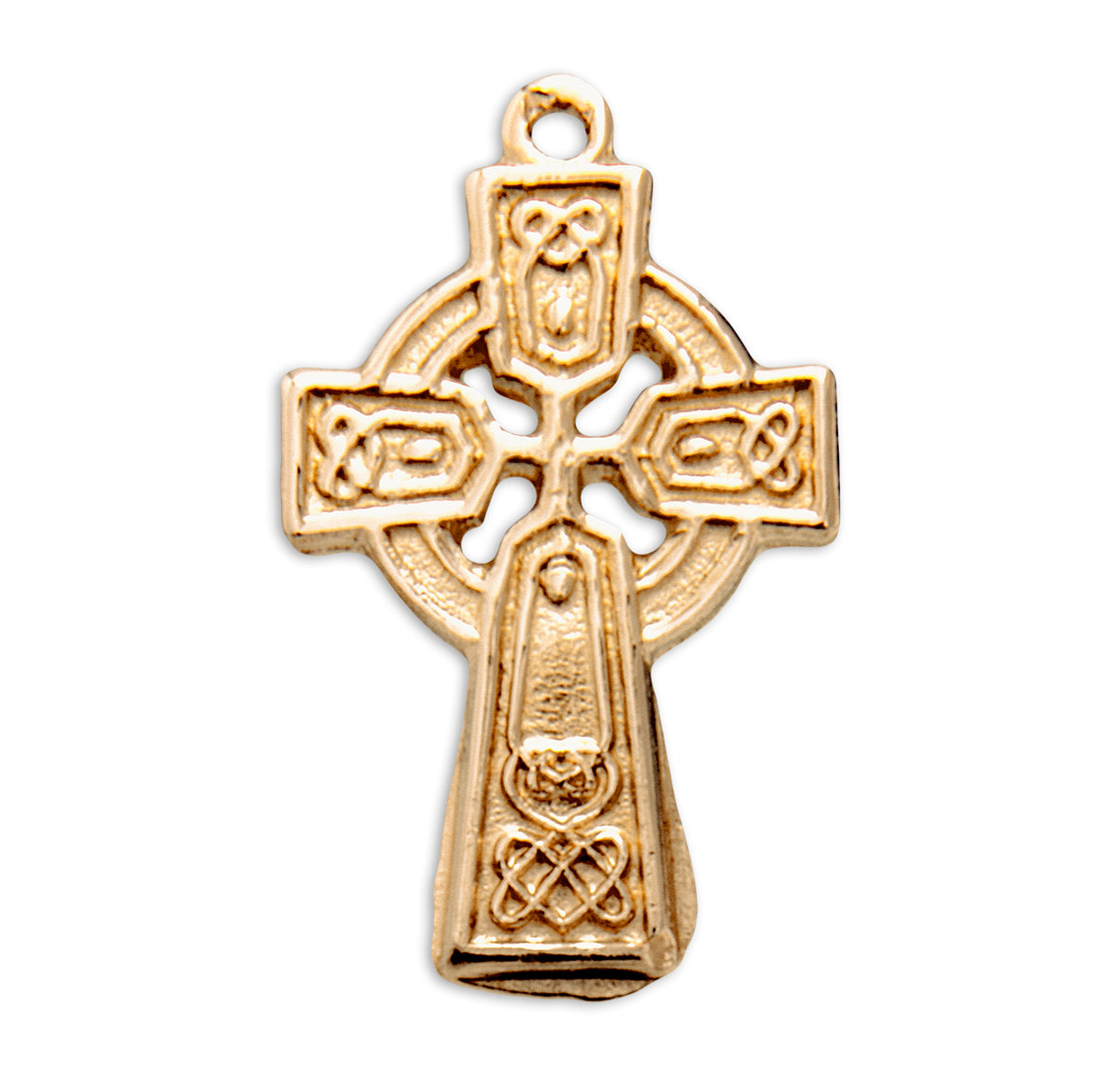 Lightweight Small Irish Celtic Cross Necklace, Gold Over Sterling Silver