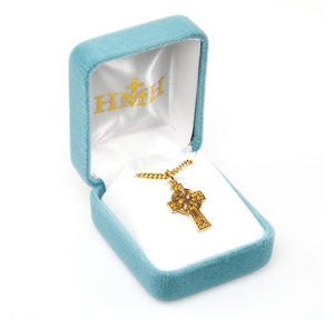 Small Irish Celtic Cross Necklace, Gold Over Sterling Silver