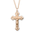 Beaded Budded Crucifix Necklace, Gold Over Sterling Silver