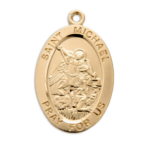 Saint Michael Oval Medal Necklace, Gold Over Sterling Silver