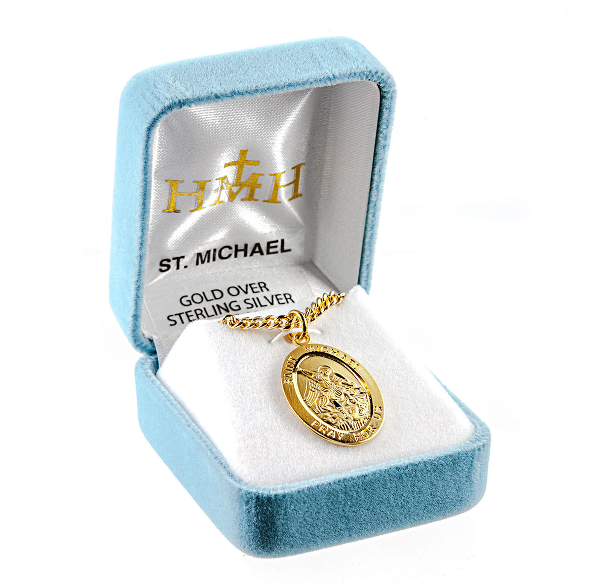Saint Michael Oval Medal Necklace, Gold Over Sterling Silver