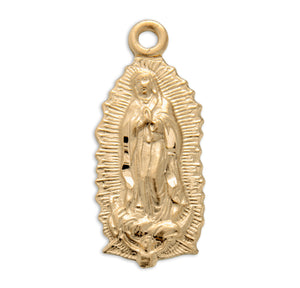 Medium Our Lady of Guadalupe Medal Necklace, Gold Over Sterling Silver