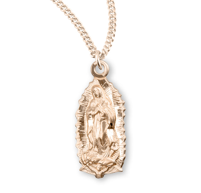 Medium Our Lady of Guadalupe Medal Necklace, Gold Over Sterling Silver