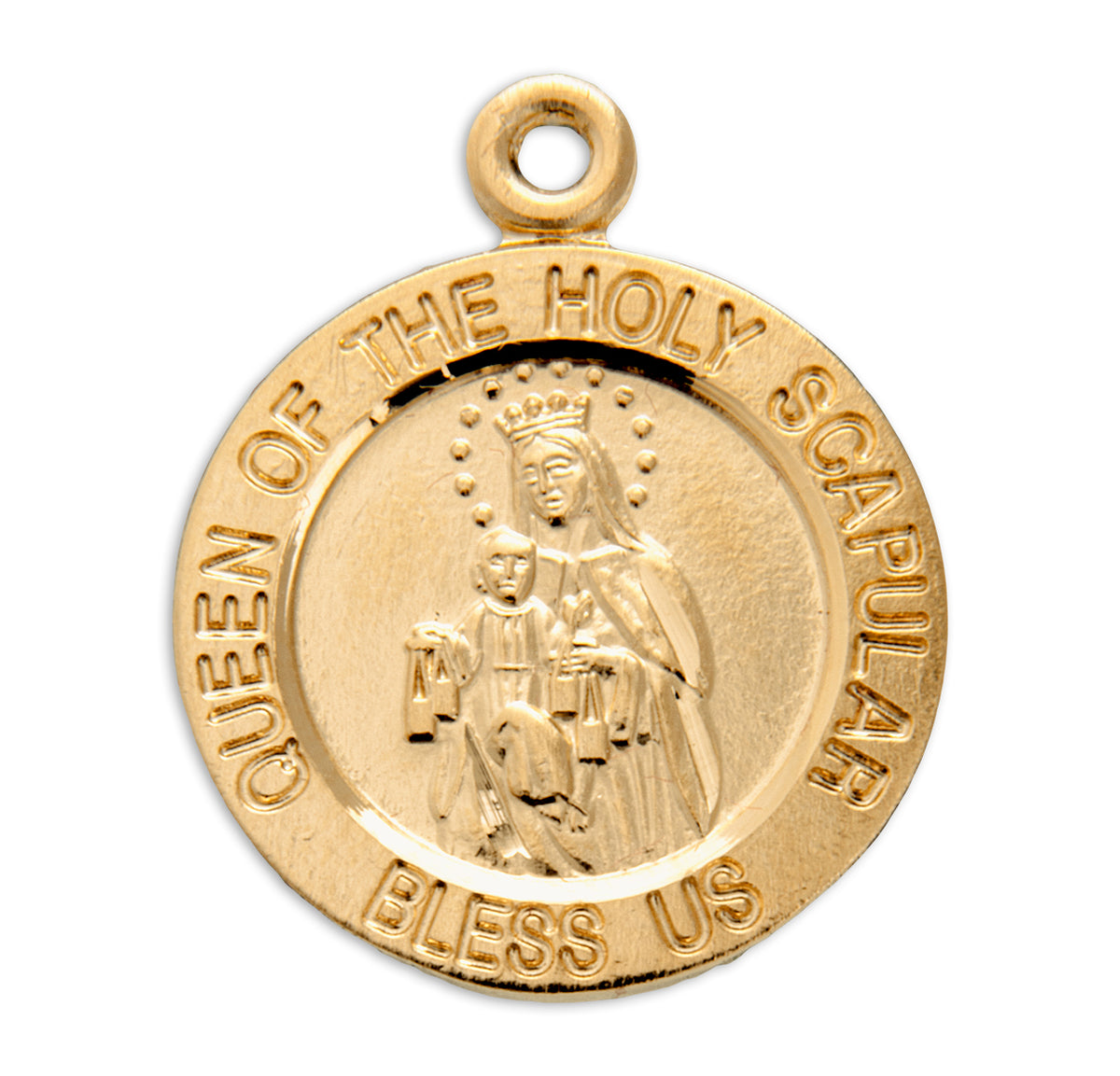 Holy Scapular Round Double-Sided Medal Necklace, Gold Over Sterling Silver