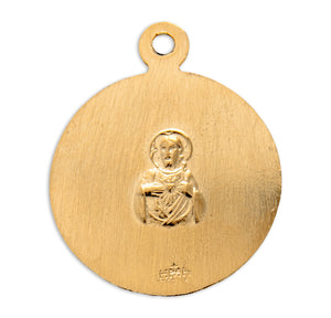 Holy Scapular Round Double-Sided Medal Necklace, Gold Over Sterling Silver