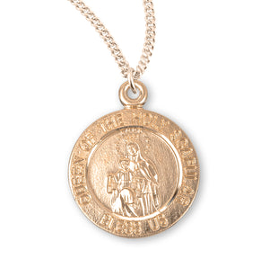 Holy Scapular Round Double-Sided Medal Necklace, Gold Over Sterling Silver