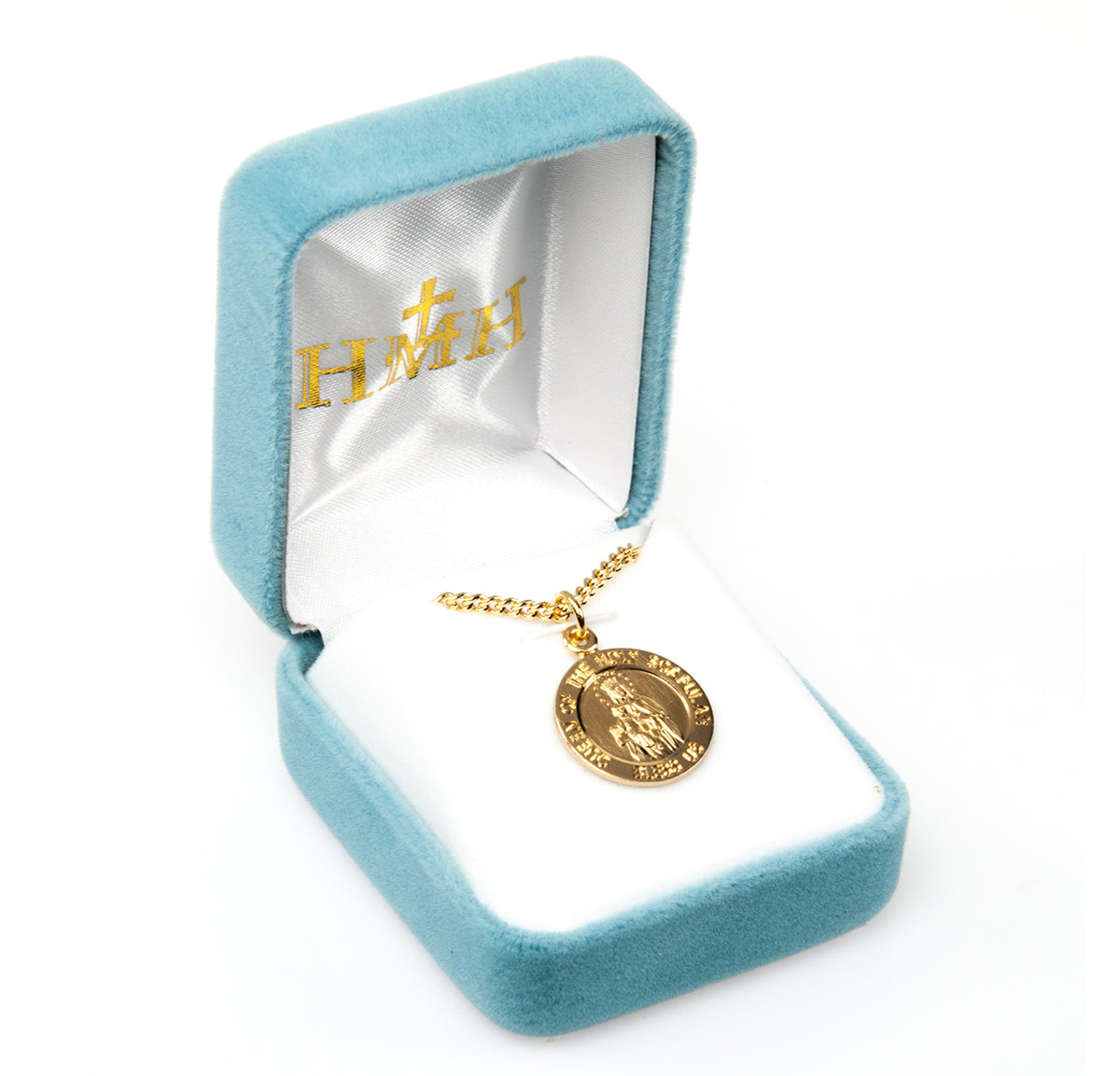 Holy Scapular Round Double-Sided Medal Necklace, Gold Over Sterling Silver