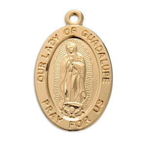 Our Lady of Guadalupe Oval Medal Necklace, Gold Over Sterling Silver