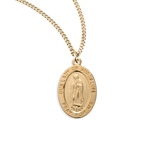 Our Lady of Guadalupe Oval Medal Necklace, Gold Over Sterling Silver