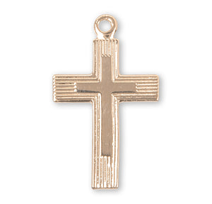 Engraved Cross Necklace, Gold Over Sterling Silver