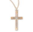 Lightweight Large Two-Tone Cross Necklace, Gold Over Sterling Silver