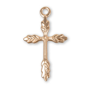 Medium Wheat Cross Necklace, Gold Over Sterling Silver