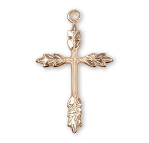 Large Wheat Cross Necklace, Gold Over Sterling Silver