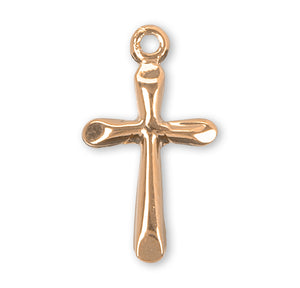 Small High Polish Cross Necklace, Gold Over Sterling Silver