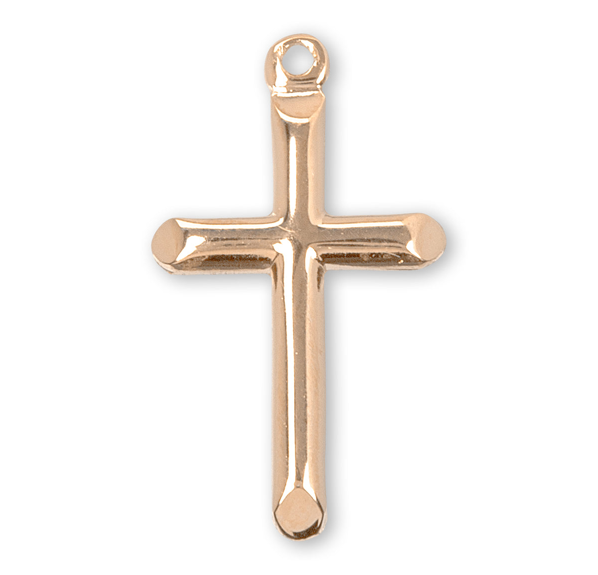 Beveled High Polish Cross Necklace, Gold Over Sterling Silver