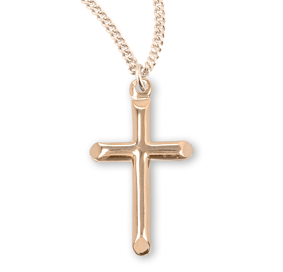 Beveled High Polish Cross Necklace, Gold Over Sterling Silver