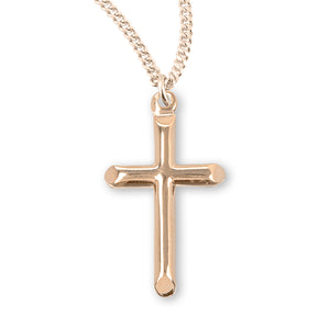 Beveled High Polish Cross Necklace, Gold Over Sterling Silver