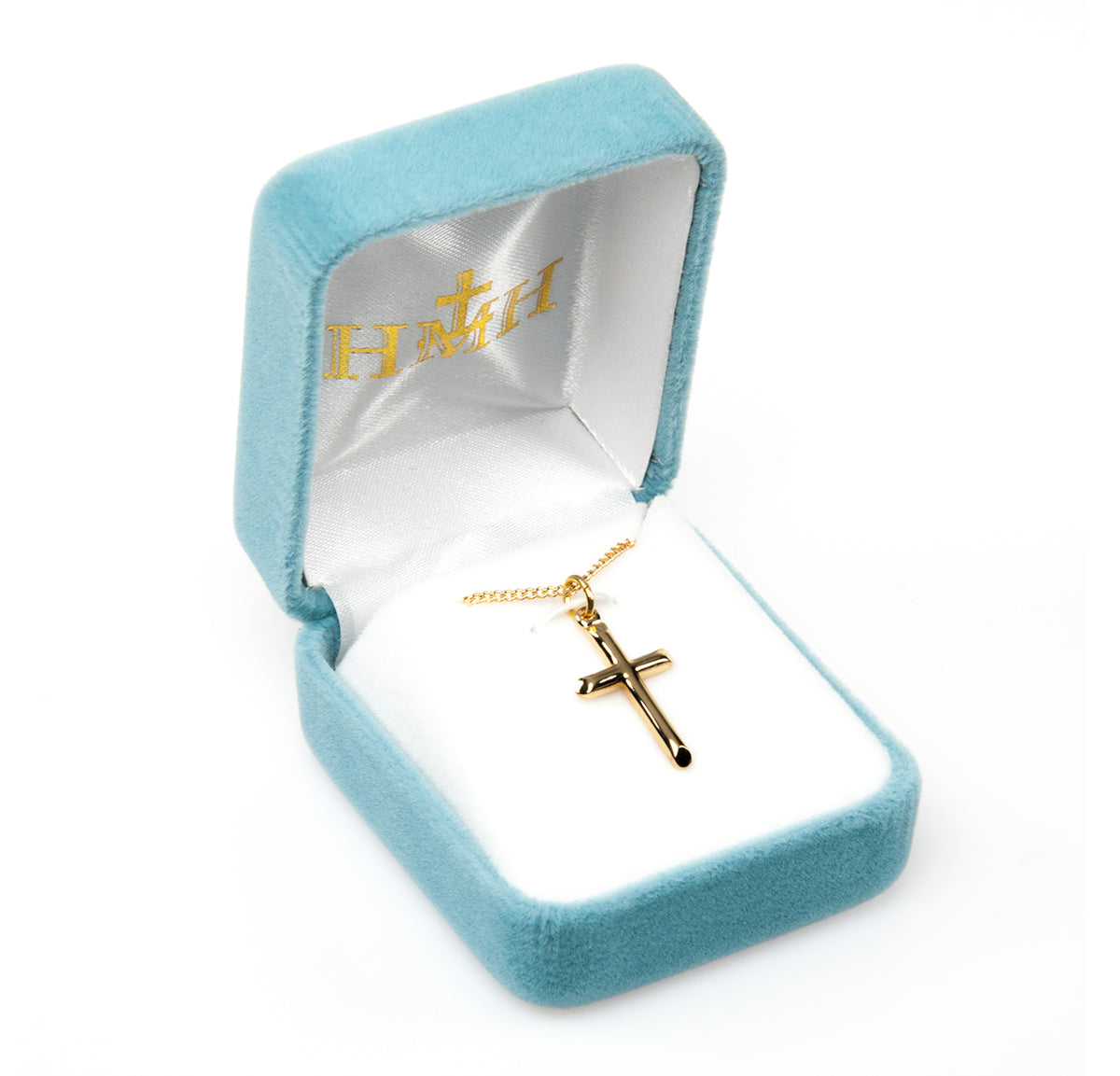 Beveled High Polish Cross Necklace, Gold Over Sterling Silver