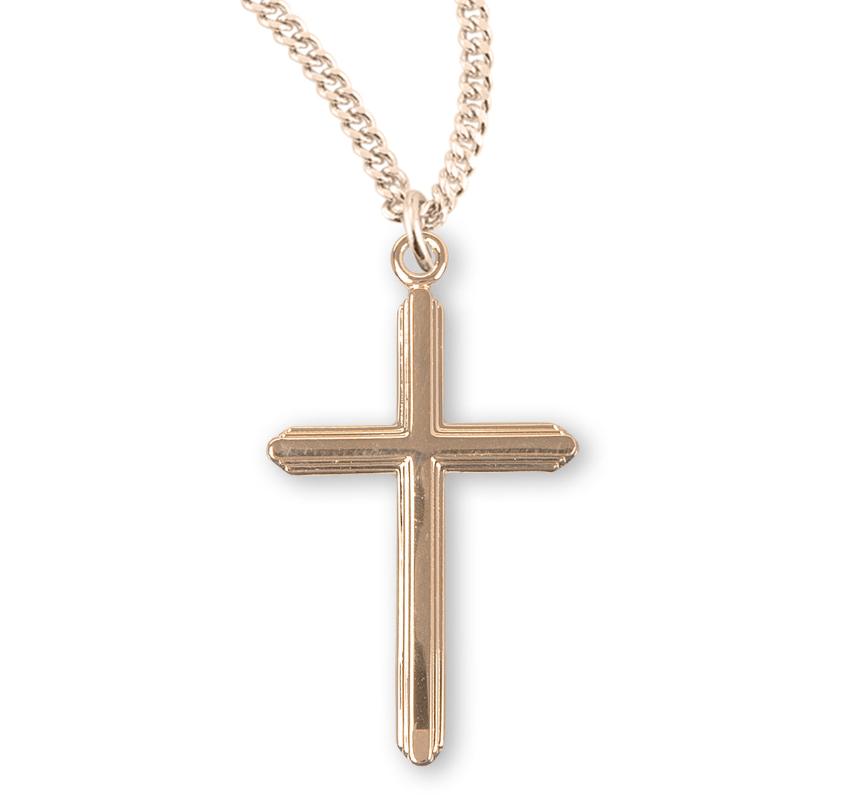 Large Simple Cross Necklace, Gold Over Sterling Silver