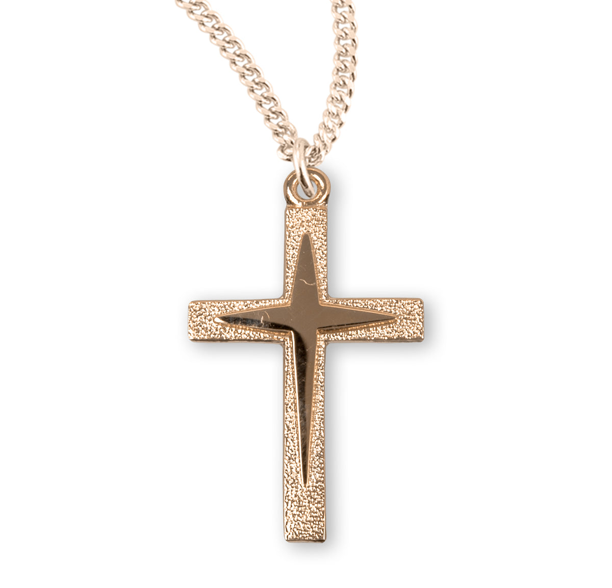 Starburst Cross Necklace, Gold Over Sterling Silver