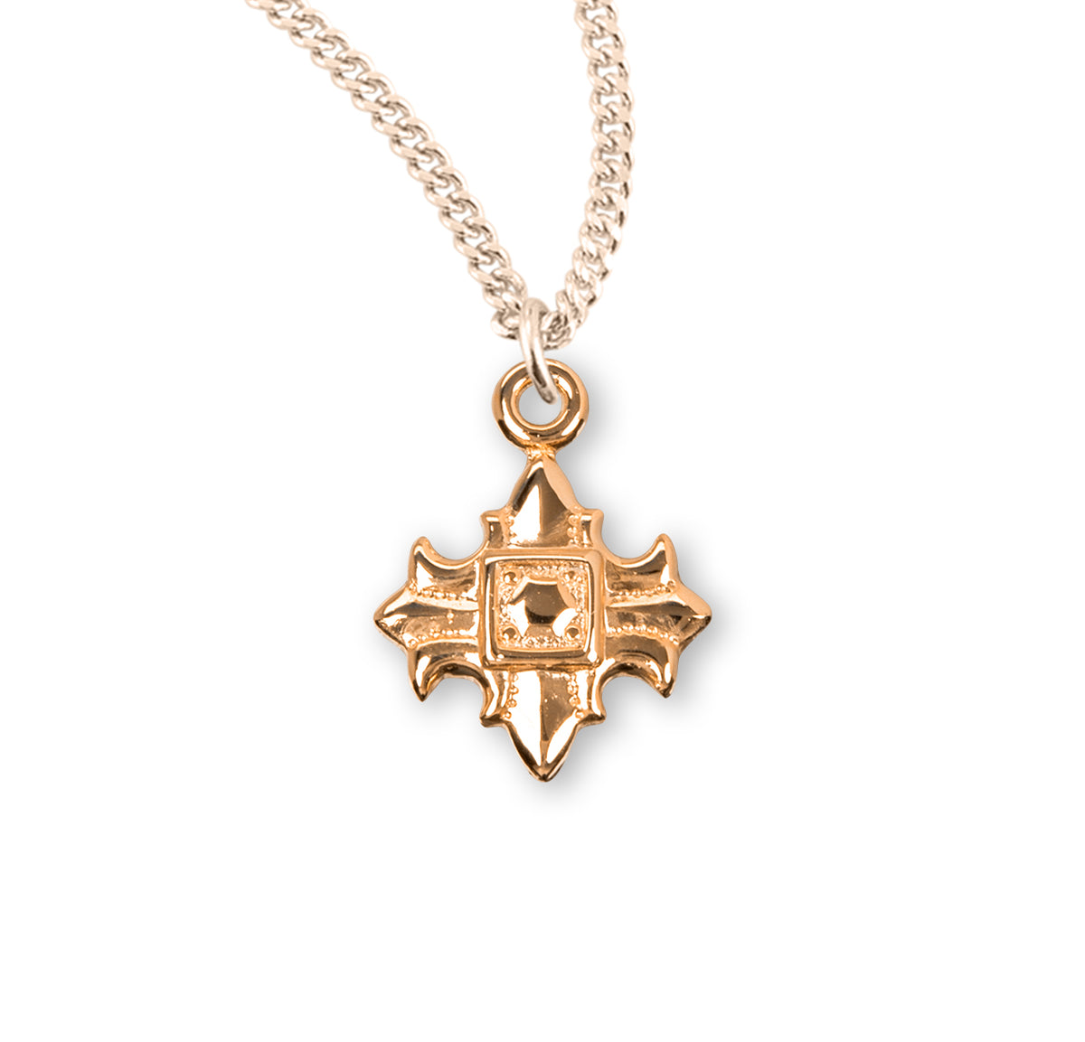 Fleur-de-Lis Cross Necklace, Gold Over Sterling Silver