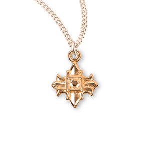 Fleur-de-Lis Cross Necklace, Gold Over Sterling Silver