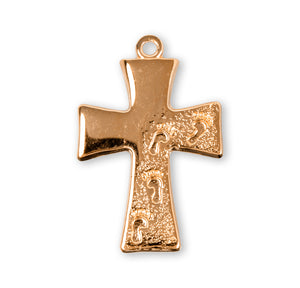 Footprints in the Sand Cross Necklace, Gold Over Sterling Silver