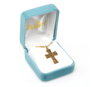 Footprints in the Sand Cross Necklace, Gold Over Sterling Silver