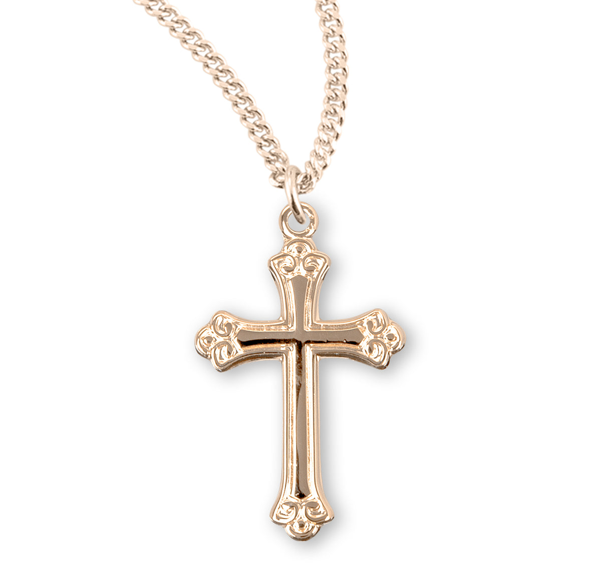 Medium Cross Necklace, Gold Over Sterling Silver