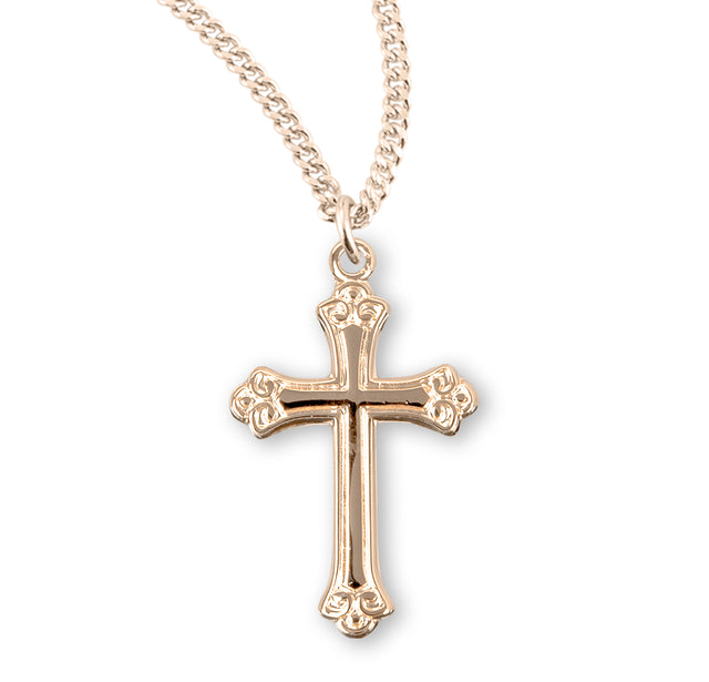 Medium Cross Necklace, Gold Over Sterling Silver